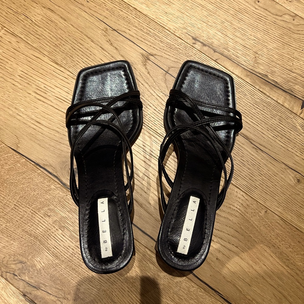 Black block heel sandals from by Bella
